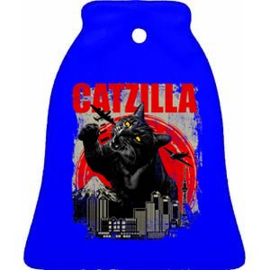 Catzilla Funny Cat Lover Kitten Kitty Ceramic Bell Ornament