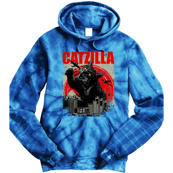 Catzilla Funny Cat Lover Kitten Kitty Tie Dye Hoodie