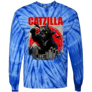 Catzilla Funny Cat Lover Kitten Kitty Tie-Dye Long Sleeve Shirt