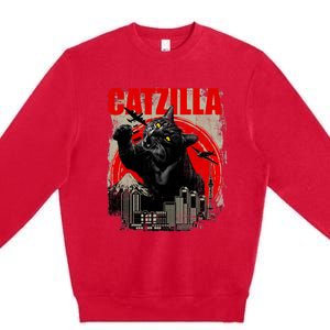 Catzilla Funny Cat Lover Kitten Kitty Premium Crewneck Sweatshirt