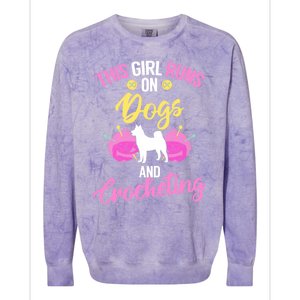 Crocheter Funny Crochet Runs On Dogs And Crocheting Gift Colorblast Crewneck Sweatshirt