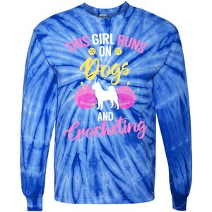 Crocheter Funny Crochet Runs On Dogs And Crocheting Gift Tie-Dye Long Sleeve Shirt