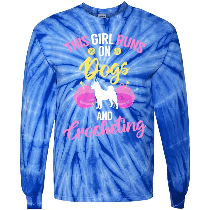 Crocheter Funny Crochet Runs On Dogs And Crocheting Gift Tie-Dye Long Sleeve Shirt