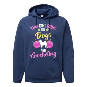 Crocheter Funny Crochet Runs On Dogs And Crocheting Gift Performance Fleece Hoodie