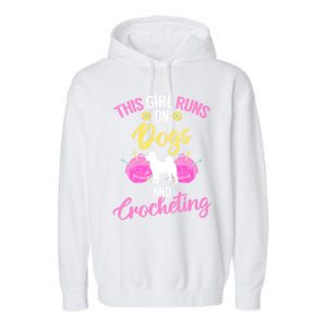 Crocheter Funny Crochet Runs On Dogs And Crocheting Gift Garment-Dyed Fleece Hoodie