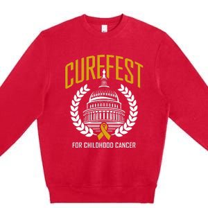 Curefest For Childhood Cancer 2024 In September We Wear Gold Premium Crewneck Sweatshirt