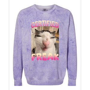 Certified Freak Cat Meme Offensive Memes Funny Cat Love Colorblast Crewneck Sweatshirt