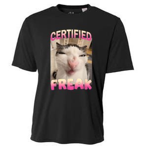 Certified Freak Cat Meme Offensive Memes Funny Cat Love Cooling Performance Crew T-Shirt