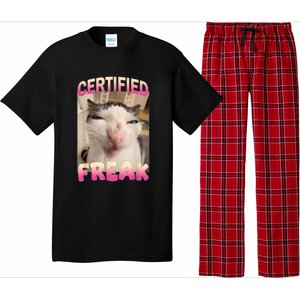 Certified Freak Cat Meme Offensive Memes Funny Cat Love Pajama Set