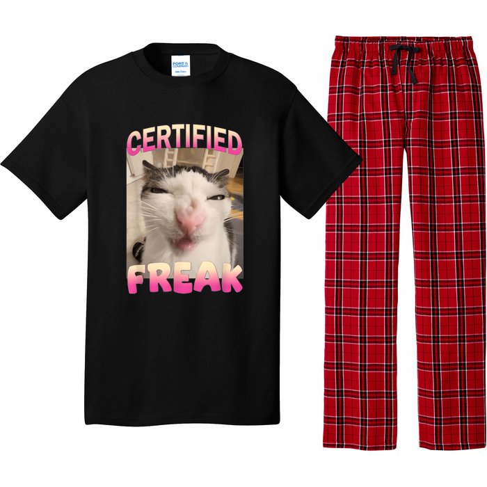 Certified Freak Cat Meme Offensive Memes Funny Cat Love Pajama Set