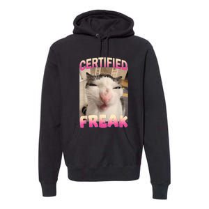 Certified Freak Cat Meme Offensive Memes Funny Cat Love Premium Hoodie