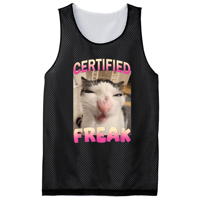 Certified Freak Cat Meme Offensive Memes Funny Cat Love Mesh Reversible Basketball Jersey Tank