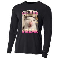 Certified Freak Cat Meme Offensive Memes Funny Cat Love Cooling Performance Long Sleeve Crew