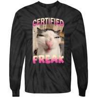 Certified Freak Cat Meme Offensive Memes Funny Cat Love Tie-Dye Long Sleeve Shirt