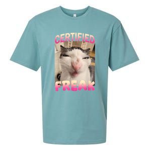 Certified Freak Cat Meme Offensive Memes Funny Cat Love Sueded Cloud Jersey T-Shirt