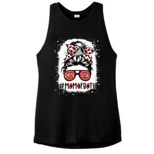 Cheer Football Cheerleading Mom Of Both Messy Hair Bun Ladies PosiCharge Tri-Blend Wicking Tank