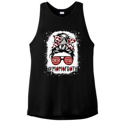 Cheer Football Cheerleading Mom Of Both Messy Hair Bun Ladies PosiCharge Tri-Blend Wicking Tank