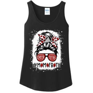 Cheer Football Cheerleading Mom Of Both Messy Hair Bun Ladies Essential Tank