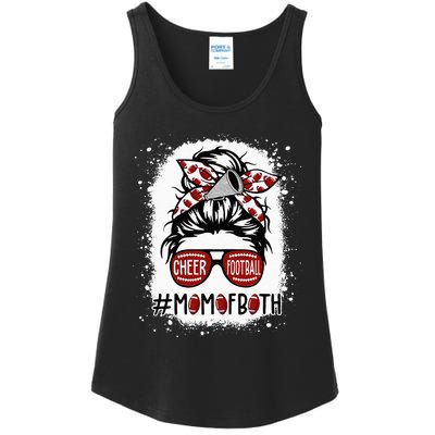 Cheer Football Cheerleading Mom Of Both Messy Hair Bun Ladies Essential Tank