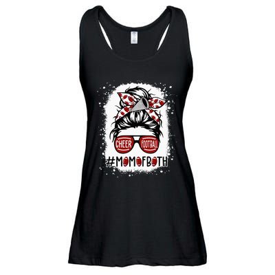 Cheer Football Cheerleading Mom Of Both Messy Hair Bun Ladies Essential Flowy Tank