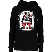 Cheer Football Cheerleading Mom Of Both Messy Hair Bun Womens Funnel Neck Pullover Hood