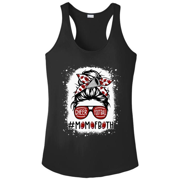 Cheer Football Cheerleading Mom Of Both Messy Hair Bun Ladies PosiCharge Competitor Racerback Tank