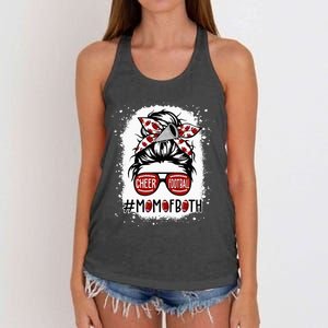 Cheer Football Cheerleading Mom Of Both Messy Hair Bun Women's Knotted Racerback Tank