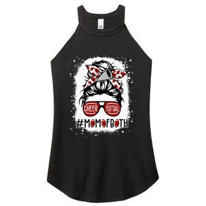 Cheer Football Cheerleading Mom Of Both Messy Hair Bun Women's Perfect Tri Rocker Tank