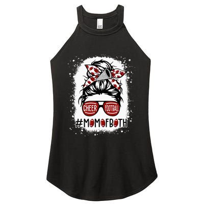 Cheer Football Cheerleading Mom Of Both Messy Hair Bun Women's Perfect Tri Rocker Tank