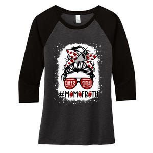 Cheer Football Cheerleading Mom Of Both Messy Hair Bun Women's Tri-Blend 3/4-Sleeve Raglan Shirt