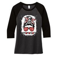 Cheer Football Cheerleading Mom Of Both Messy Hair Bun Women's Tri-Blend 3/4-Sleeve Raglan Shirt