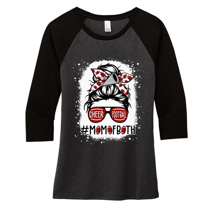 Cheer Football Cheerleading Mom Of Both Messy Hair Bun Women's Tri-Blend 3/4-Sleeve Raglan Shirt