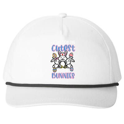 Care For Cutest Little Bunnies Easter Nurse Scrub Top Women Snapback Five-Panel Rope Hat