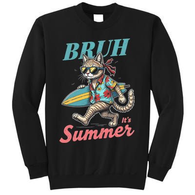 Cool Funny Cat In Shades Bruh Its Summer Surfboard Vacation Sweatshirt