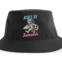 Cool Funny Cat In Shades Bruh Its Summer Surfboard Vacation Sustainable Bucket Hat