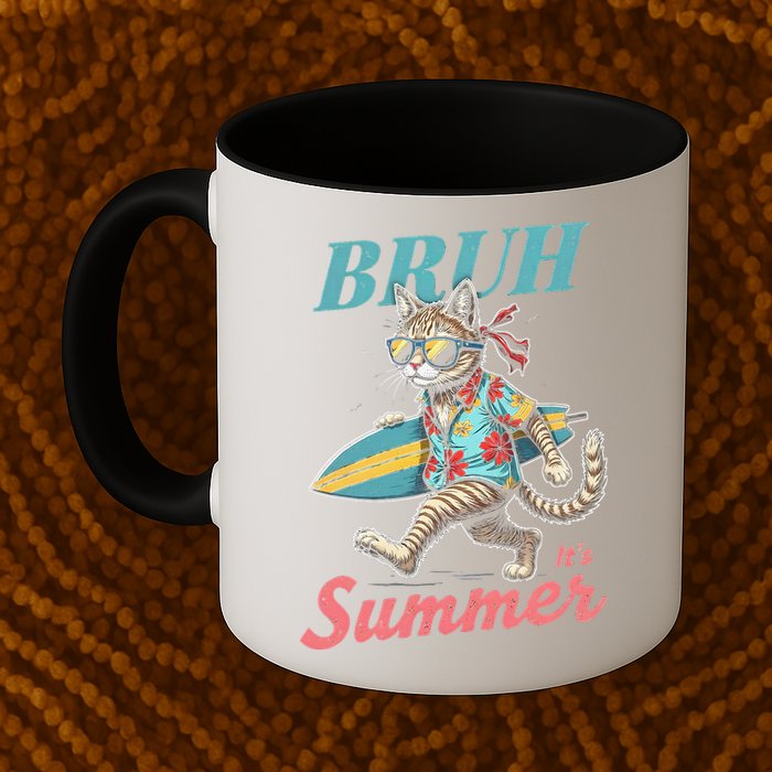 Cool Funny Cat In Shades Bruh Its Summer Surfboard Vacation Mug