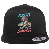 Cool Funny Cat In Shades Bruh Its Summer Surfboard Vacation Flat Bill Trucker Hat
