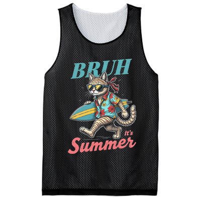 Cool Funny Cat In Shades Bruh Its Summer Surfboard Vacation Mesh Reversible Basketball Jersey Tank