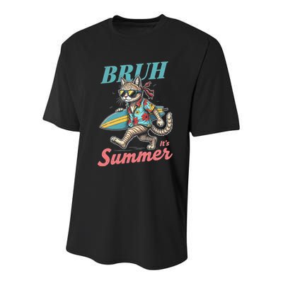 Cool Funny Cat In Shades Bruh Its Summer Surfboard Vacation Youth Performance Sprint T-Shirt