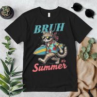 Cool Funny Cat In Shades Bruh Its Summer Surfboard Vacation Premium T-Shirt
