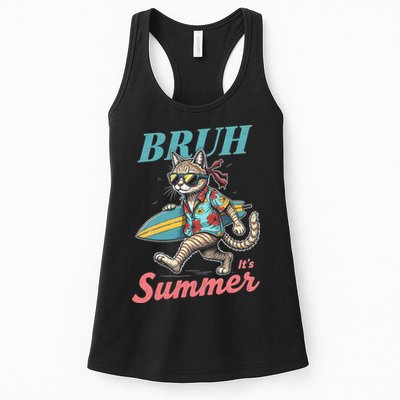 Cool Funny Cat In Shades Bruh Its Summer Surfboard Vacation Womens Tank Top