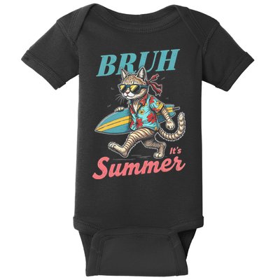 Cool Funny Cat In Shades Bruh Its Summer Surfboard Vacation Baby Bodysuit