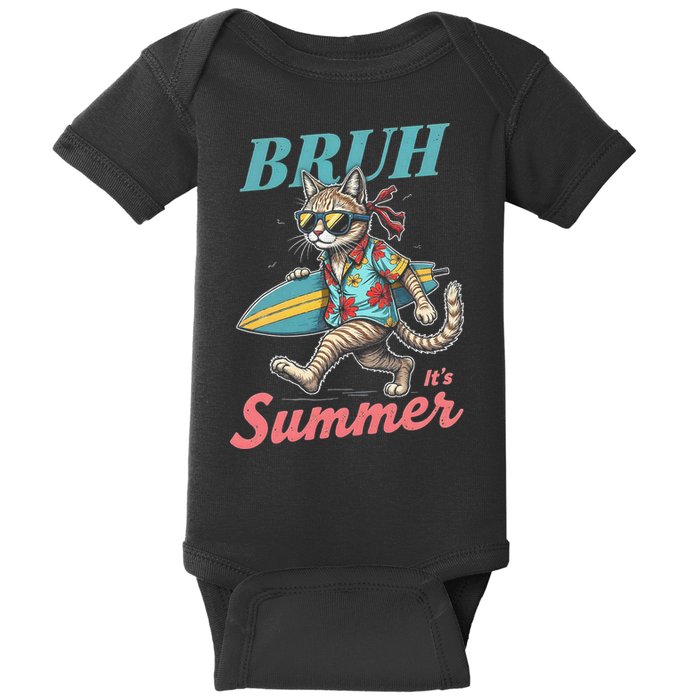 Cool Funny Cat In Shades Bruh Its Summer Surfboard Vacation Baby Bodysuit