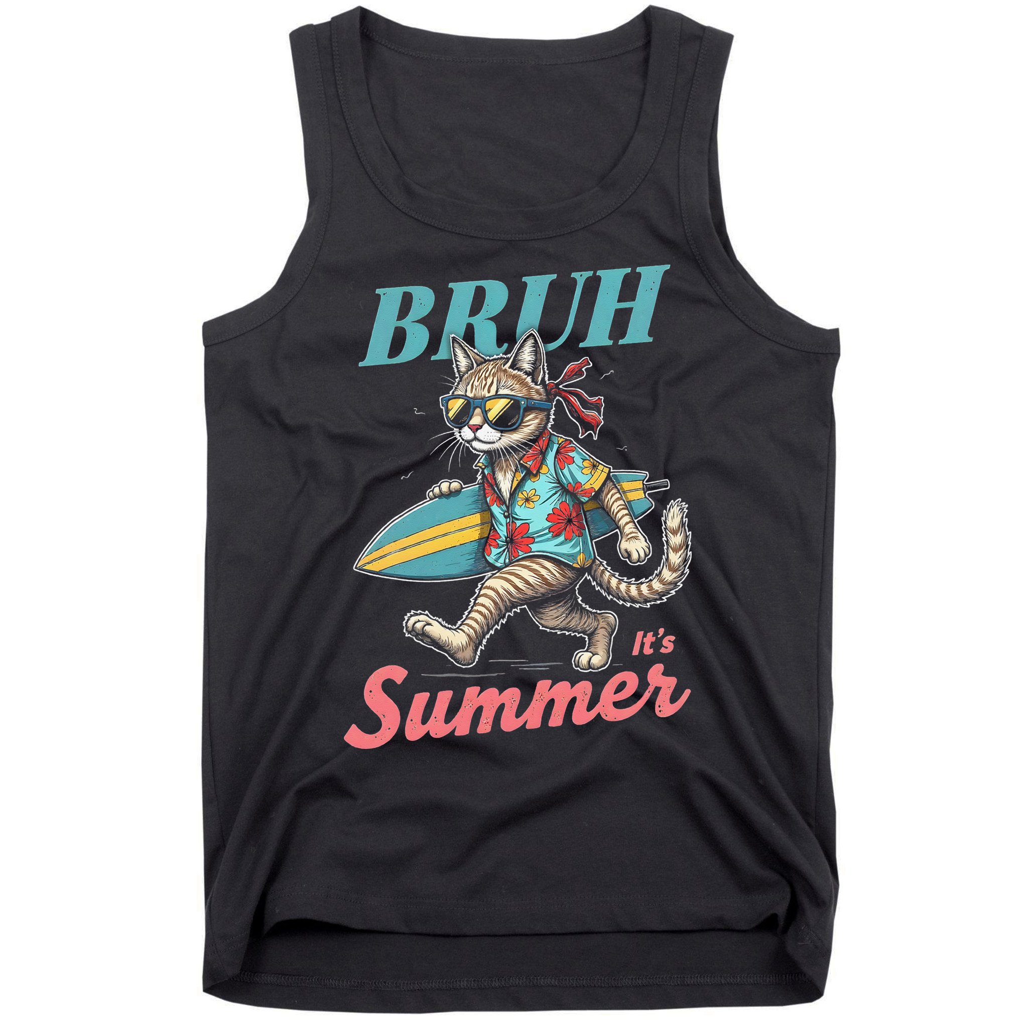 Cool Funny Cat In Shades Bruh Its Summer Surfboard Vacation Tank Top