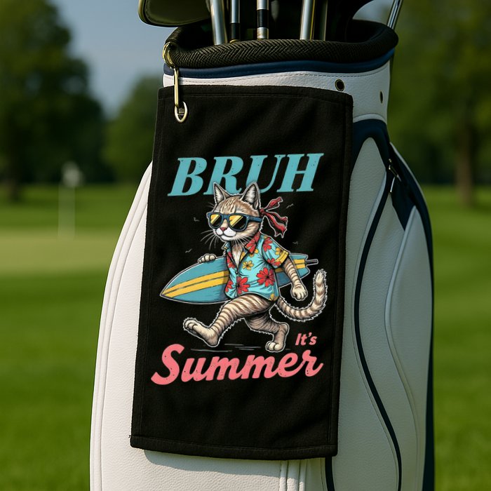 Cool Funny Cat In Shades Bruh Its Summer Surfboard Vacation Golf Towel