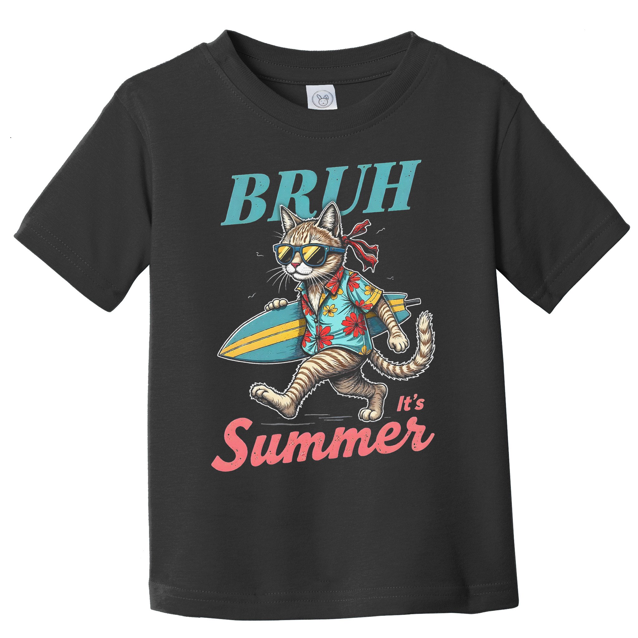 Cool Funny Cat In Shades Bruh Its Summer Surfboard Vacation Toddler T-Shirt