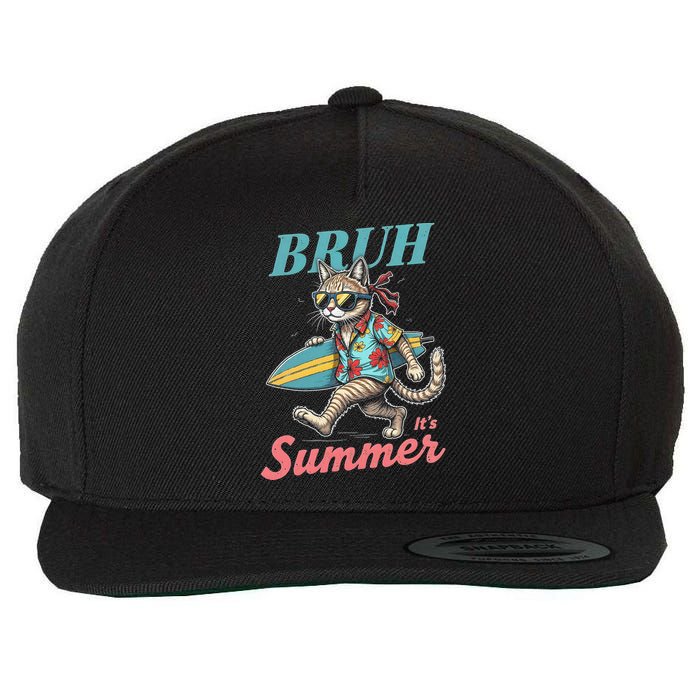 Cool Funny Cat In Shades Bruh Its Summer Surfboard Vacation Wool Snapback Cap