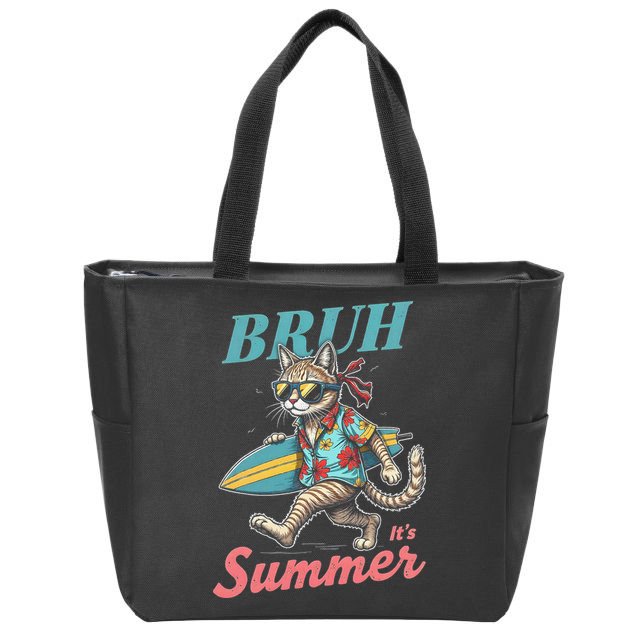 Cool Funny Cat In Shades Bruh Its Summer Surfboard Vacation Zip Tote Bag
