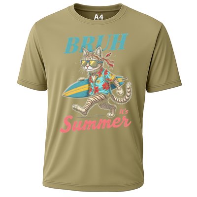 Cool Funny Cat In Shades Bruh Its Summer Surfboard Vacation Cooling Performance Crew T-Shirt