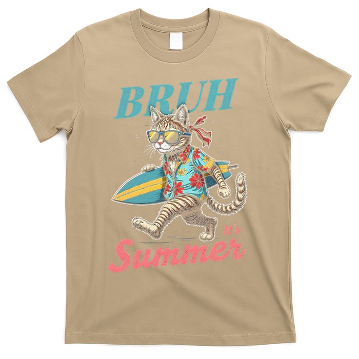 Cool Funny Cat In Shades Bruh Its Summer Surfboard Vacation T-Shirt